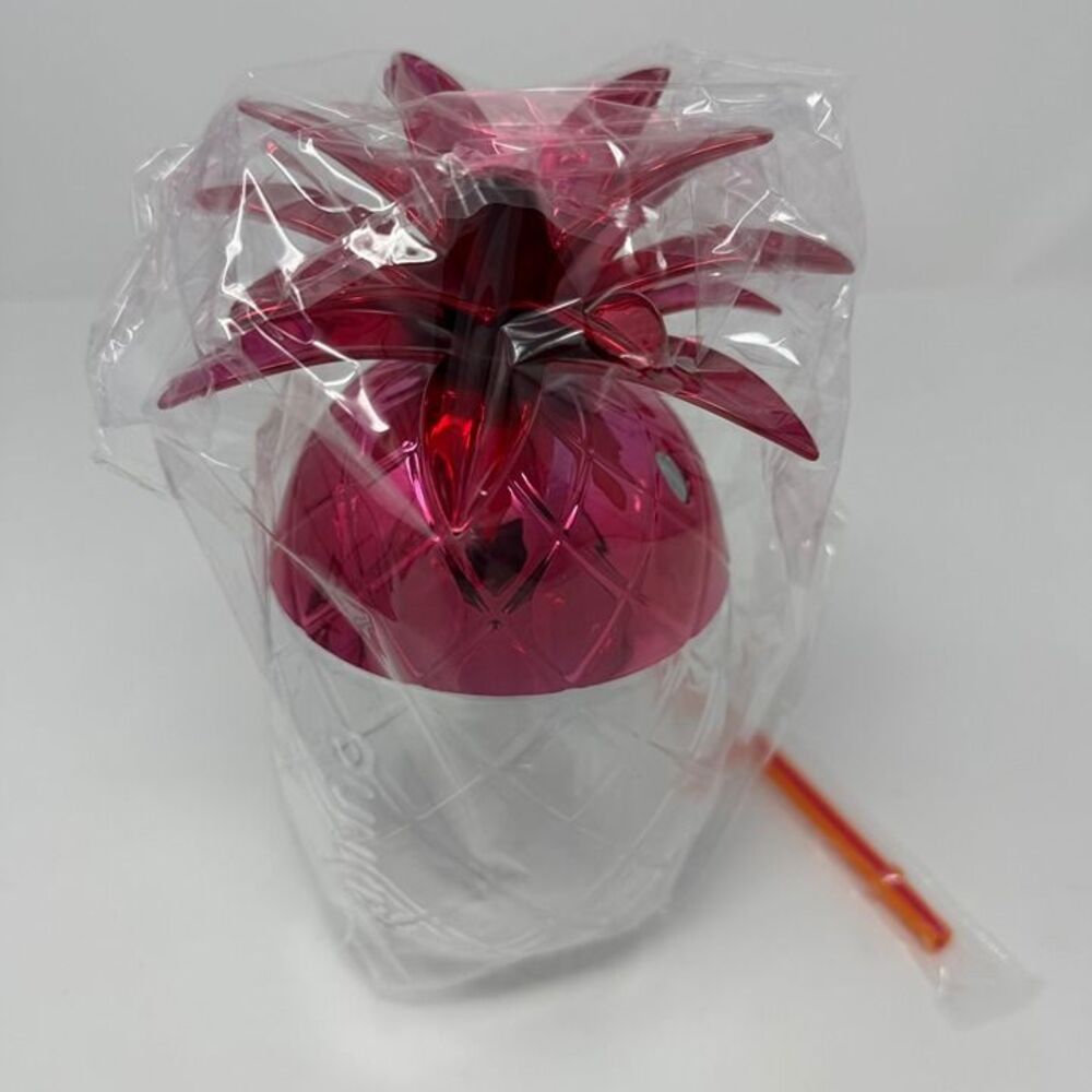 Dunkin Donuts Pink Pineapple Cup Limited Edition 24oz New With Straw